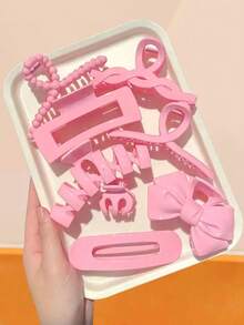 8pcs/Set Dreamy Pink Hair Claw Clips, Includes Flower, Butterfly, Minimalist Geometric Styles In Gradient And Solid Pink Tones, Soft And Attractive, Easy To Create Sweet Hairstyles - Suitable For Girls And Women, Essential For Daily Styling, All Seasons Fall Hair Accessories Autumn Hair Clips Fashion Hair Clutch Elegant Clips For Hair Winter For Vacation Outfits Woman - Multicolor - View 19