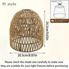 Leishizhiguan E27 Lampshade/Clip On Hand Woven Paper Rope Lampshade Can Be Used For Living Rooms, Bedrooms, Floor To Ceiling Lampshades, New Chinese Style Homestays, Hotels, Restaurants, Pendant Lights, Wall Lights, Small Lampshades According To Size (Lampshade Only) Best Gifts Birthday Graduation