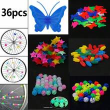 36pcs Bicycle Spoke Beads, Bike Glow-In-The-Dark Spoke Decorations, Mountain Bike Steel Wire Cylinder Cycling Accessories, Bicycle Spoke Decorations, Heart Spoke Bead Butterfly Wing Bicycle Decoration Accessories