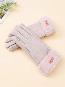 1 双女士手套，秋冬季触屏指套手套，保暖内衬，适合骑行、驾驶、户外活动、工作和居家使用。 - 分指手套 - 查看 2