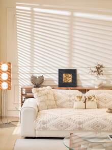 Funda de sofá de lujo y mullida - Gruesa, cálida, antideslizante, adecuada para la sala de estar, la oficina y la decoración del dormitorio - Lavable a máquina, se ajusta a sofás de 1 a 4 plazas - Beis - Ver 4