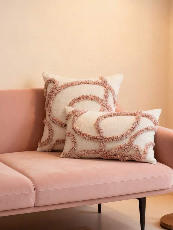 1pc Colorful Striped Chenille Pillow Cover, Lumbar Cushion Cover, 17.7*17.7 Inches (45*45 Cm)/11.8*19.6 Inches (30*50 Cm), Chenille Fabric, Tufted Craftsmanship, Suitable For Sofa, Living Room, Bedroom, Car, Office, Hotel, Decoration, Perfect Gift For Family And Friends, All Seasons, Pillow Insert Not Included