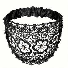 1 Piece 4 Colors Lace Pattern Hairband Headband With Artificial Pearl Pendant Elastic Headband Wide Brim Hair Accessory Women Daily Party Festival Decoration - màu đen - Xem 12