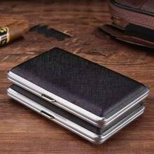 1个100毫米香烟盒，配有加长皮绳、香烟夹，PU皮革材质，优雅黑色，简约设计，适合作为男女高端节日礼物 - 黑色 - 查看 5