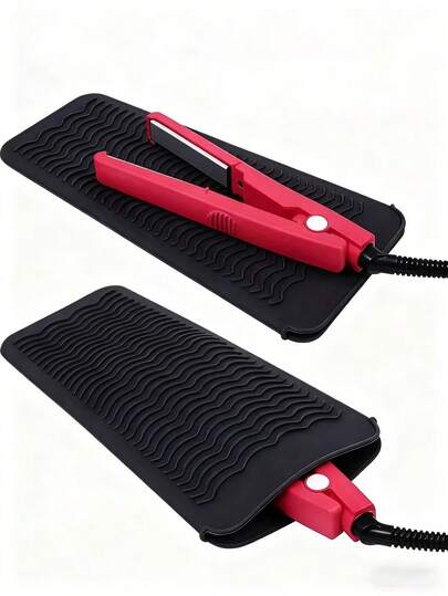 1 pièce Couvre en silicone résistant à la chaleur compatible avec les lisseurs, les fers à lisser et les fers à friser. Convient comme cadeau, outils capillaires, produits et accessoires capillaires pour le salon de coiffure, les voyages essentiels, la rentrée scolaire, les voyages et les vacances essentiels