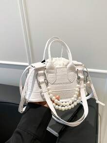 New Stylish Handbag, Fashionable Personalized INS Shoulder Bag, Niche Korean Style Handbag & Shoulder Bag With Beaded Strap - Multicolor - View 3