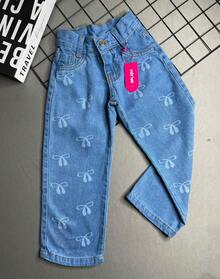Wide Leg Jeans With Bow Design For Girls (Teenagers) - Medium Wash - View 7