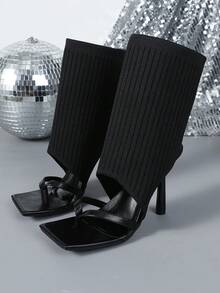 Giày sandal cao gót quai ngang thanh lịch dành cho nữ, phù hợp để đi làm. - màu đen - Xem 14