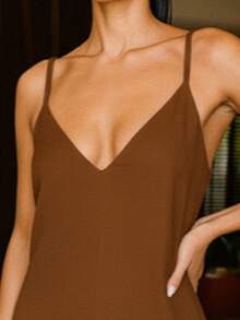 Long Wide-Leg Jumpsuit - Rỉ Nâu - Xem 3