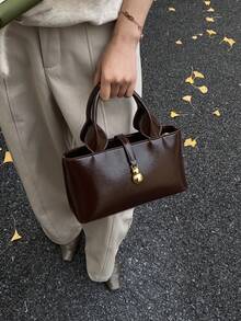 Fashionable Leather Elegant Shoulder Handbag, Tote & Crossbody Bag, Chic For Women, Autumn/Winter - Brown - View 11