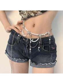 1 Super Fairy Tassel Flower Belt, Multiple Styles, Imitation Pearl Multi-Layer Stacking. It Has A Niche And High-End Feel, With A Personalized, Fashionable, And Elegant Style. It Is A Waist Accessory For Women's Clothing. - 02 - Xem 3