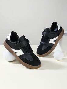 1 Pair Unisex Lightweight Casual Sports Shoes, Soft Sole, With Laces, Easy To Wear And Take Off, Suitable For Spring And Autumn. New Fashion Casual Sports Shoes, Suitable For Boys, Girls, Children, Versatile Shoe Style. Children's Breathable Casual Sports Shoes, Boys And Girls Sports Training Shoes. - Black and White - View 4