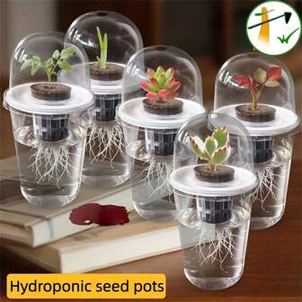 Hydroponic Planter Pot - Plastic Transparent Cylinder Shaped Hydroponics Planting Kit, High Transparency Closed Cultivation Hydroponic Cup, Transparent To Observe Root Growth, Perforated Design For Ventilation