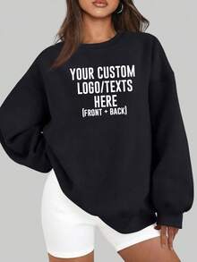 Women Afx64crp Custom Design Printing Front Back Lightweight Cropped Hoodies Multicolors - Black - View 1