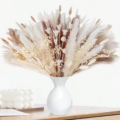 Pack Of 75 Dried Flowers Decor Natural Pampas Grass Dried Decoration 11 Varieties Flowers For Vase Dried Flowers For Table Decoration Wedding Boho Decoration Room Decoration