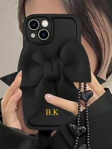 3pcs Customized Letter Name Mobile Phone Case Set: Butterfly Mobile Phone Case + Mobile Phone Case + Anti-Fall Bracelet Protective Case Suitable Compatible With Apple 17 16 15 14 13 12 11 Pro Max Plus - Black - View 1