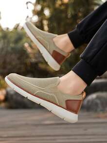 1 paire de baskets décontractées respirantes pour hommes, chaussures de sport, chaussures de loisirs mode, chaussures de course pour hommes - Kaki - Voir 5