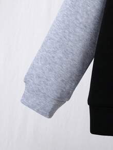 男童字母数字图案棒球夹克和裤子套装 - 黑色 - 查看 6