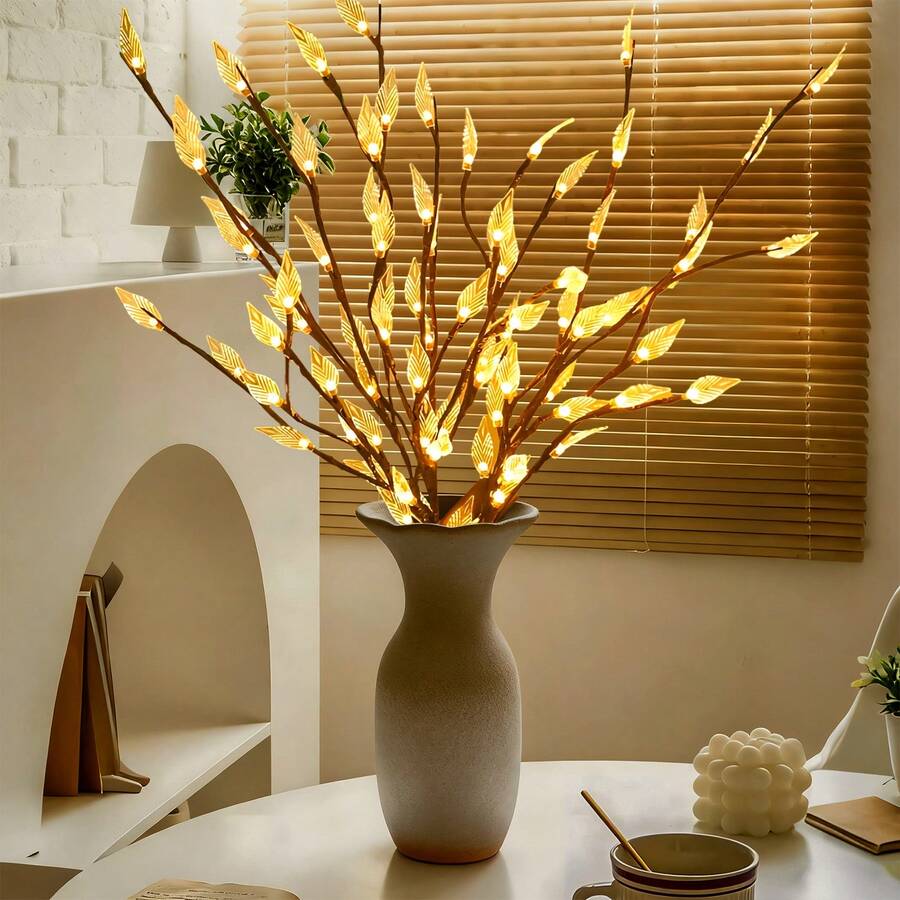 1 Stück transparente Blatt- und Zweiglampe, geeignet für Ramadan, Weihnachten, Hochzeit, Party, Feiertage, Geschenke, Heimdekoration, Schlafzimmerdekoration, Raumdekoration, Partydekoration, Wanddekoration, Geburtstagsdekor, Gartendekoration, Festivaldekor - Warmes Licht - Übersicht 1