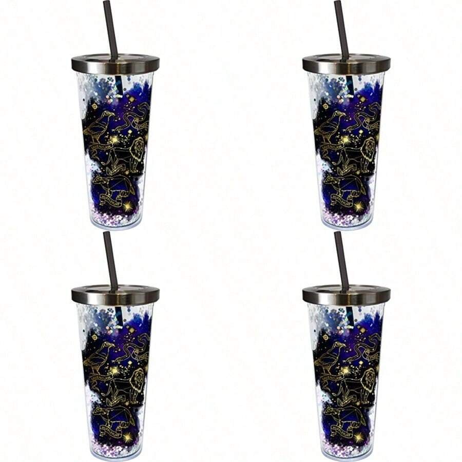 Spoontiques - Vaso de taza de purpurina con pajita 20 onzas acrílico multicolor - ConstelacionesHP - Ver 1