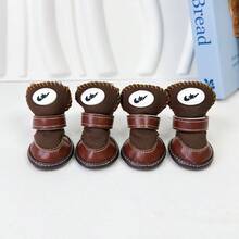 4pcs/Set Thick Warm Dog Boots With Soft Soles, Adjustable Hook And Loop, Suitable For Indoor/Outdoor Wear In Autumn/Winter For Small Dog Breeds Like Poodle, Bichon Frise, Pomeranian, Shih Tzu, Chihuahua - Multicolor - View 23