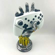 1件未来主义赛博朋克机械臂雕像，独特科幻设计，可作游戏手柄支架、耳机支架、桌面摆件，是送给游戏玩家和男士的完美礼物，适合情人节、父亲节、圣诞节、周年纪念日、感恩节等场合。 - 彩色 - 查看 4