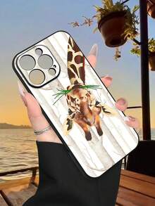 1PC Funda de teléfono TPU con diseño de jirafa en bosque de árboles blancos, estilo natural y artístico, combinación de vida silvestre y paisaje sereno, protección para lente, resistente a caídas, textura mate suave, ideal para amantes de la naturaleza, personas creativas y quienes buscan un accesorio con toque tranquilo y estético, regalo especial, compatible con iPhone16/15/14/13/12/11/XS/XR/X/PLUS/PRO/PROMAX, compatible con Galaxy A21/A24/A25/A32/A34/A35/A54/A55, Galaxy S20/S21/S22/S23/S24 Ultra, agarre cómodo, regalo de temporada para amigos, novia, novio, familia - Negro - Ver 3