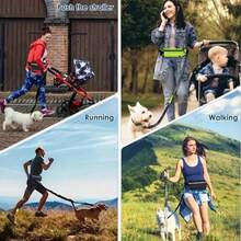 1pc Hands-Free Dog Leash With Zipper Waist Pouch, Dual-Layer Padded Handle And Durable Elastic Rope, Suitable For Walking, Jogging And Running Pet Training Lead - Multicolor - View 4