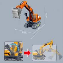 1pc Alloy Die-Cast Excavator Toy, Realistic Simulation Construction Vehicle Machinery Model, Movable Arm Crawler Digger, Durable Mini Children's Building Toy, Cute Christmas, Halloween And New Year Gift Suitable For Boys And Toddlers - Multicolor - View 8