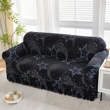 1pc Printed Stretch Skirt Style Sofa Cover, Full Coverage Sofa Protector, Dust-Proof, Suitable For All Seasons, One-Piece Sofa Slipcover, Soft Fabric, Fits L-Shaped Sofa, Decor For Living Room, Bedroom, Study - Yunmeng-skirt - View 11
