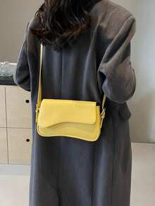 女士时尚休闲百搭单肩包 - 黃色 - 查看 10