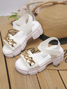 1 Pair Fashionable And Beautiful Girls Single Strap Anti-Slip Thick Soled Sandals, Stylish And Atmospheric, Suitable For Summer Outdoor Wear