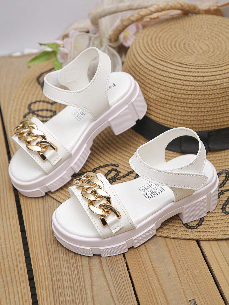 1 Pair Fashionable And Beautiful Girls Single Strap Anti-Slip Thick Soled Sandals, Stylish And Atmospheric, Suitable For Summer Outdoor Wear