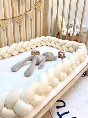 1pc 3-Strand Braided Baby Crib Bumper, Newborn Anti-Collision Soft Pad, Nursery Room Decor