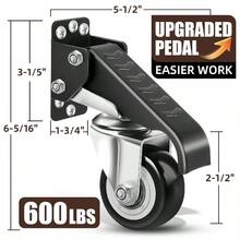 Workbench Casters Kit 600Lbs Heavy Duty Quick Release 2 Mounting Options Retractable Workbench Stepdown Caster Wheels Adjustable Polyurethane Durable Steel Construction Set Of 4 - Black - View 2