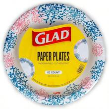 Glad - Platos de papel desechables redondos para todas las ocasiones a prueba de remojo a prueba de cortes platos desechables resistentes para microondas 8.5 pulgadas de diámetro 62 unidades de - Rosa Redondo - Ver 2