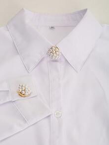 2个可爱纽扣套，可装饰衬衫袖扣，优雅仿珍珠纽扣夹，女士衬衫扣盒，无需缝纫，手工制作节日礼物