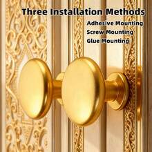 Alças de Ouro Areia de Luxo com Furo Único - Liga de Alumínio com 3 Métodos de Instalação (Incluindo Sem Furar), Puxadores Decorativos para Armários de Sapatos, Portas e Gavetas, Ferragens de Móveis (Parafusos Incluídos) - Multicolorido - Visão 3