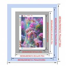 1pc 5D Diamond Painting Kit - "Glowing Fairytale Castle Wonderland" - Large Size Full Diamond Art DIY Diamond Painting Set, Frameless Mosaic Full Round Acrylic Diamond Art DIY Diamond Painting Set, Suitable For Home And Office Desktop Decor, Tabletop Decor And Wall Decor, Ideal Home Decor Gift For Living Room, Bedroom, Study - Multicolor - View 4