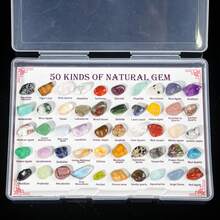 50pcs Natural Stone Mineral Specimen Box, Including Tiger Eye, Amethyst, Citrine, Aquamarine, Etc., Suitable For Home Decor, Interior Decoration, Gift Giving, Collection, Scientific Research, Unique Birthday Gift For Children - 50 Kinds Of Gem - View 11