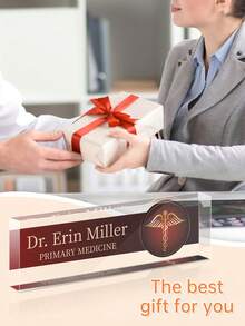 1pc Customizable Acrylic Desk Nameplate - Transparent Glossy Finish, Personalized Teacher Appreciation Gift, Employee Recognition Desk Accessory, No Battery Needed - 2 - View 6