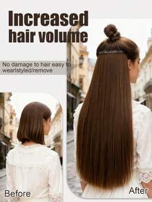 22 Zoll 5-Clip gerade Haarverlängerungen - hitzebeständiges synthetisches Weft für Frauen, Weihnachtsparty & Festival Frisur, täglicher Gebrauch Mehrfarbige Haarverlängerung (55cm, einfach Clip-In)