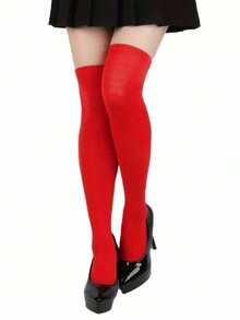 1 Pair Of Christmas Stockings, Women's Stockings, Over-The-Knee Stockings, Halloween Stockings, Holiday Stockings, Fashionable Stockings, Hand-Washable, Durable Leggings, Knee-High Stockings, Women's Stockings, Party Outfits, Women's Fashion - Multicolor - View 9