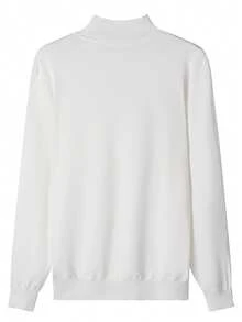 Áo len cổ lọ màu trơn đơn giản, tay dài, thường ngày cho nam, ấm áp cho mùa xuân và mùa thu - trắng - Xem 4