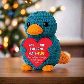 1 件手工钩针桌面装饰饰品，可爱的鸭嘴兽设计，适合送给最好的朋友、姐妹、妈妈、奶奶、男女通用的生日礼物，钥匙扣，毛绒娃娃，房间装饰，万圣节，圣诞节，派对，感恩