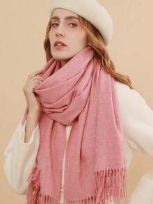 Thick Long Shawl/Blanket, 280g - Rusty Rose - View 2