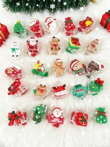 20pcs Women's Christmas Themed Random Assorted Christmas Tree, Santa Claus, Snowman, Gift Bag, Teddy Bear, Gingerbread Man, Triangle Hair Clips Hair Claw Winter Hair Accessories Fashion Claw Clips - Claw Clamp - View 1