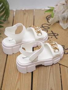 1 Pair Fashionable And Beautiful Girls Single Strap Anti-Slip Thick Soled Sandals, Stylish And Atmospheric, Suitable For Summer Outdoor Wear