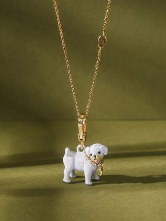 1Pc אופנה חמודה אמייל אותיות מודפסות פאג גור שרשרת תליון לנשים מתוק מגניב תכשיטי מסיבה, אביזרים יוקרתיים, תיק, מחזיק מפתחות תליון, מתנה לחובבי חיות מחמד, מתנה לחזרה לבית הספר, מתנות ליל כל הקדושים