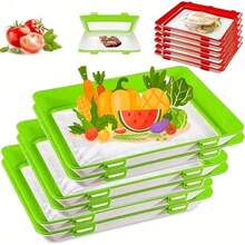 4个可堆叠冰箱储物盒，真空保鲜托盘，高品质冷切设计，适用于新鲜蔬果、面包、肉类，是家庭和专业厨房的理想储物方案。 - 彩色 - 查看 4